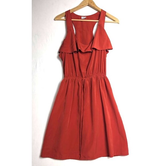 Charming Charlie Orange Sleeveless Ruffle Dress Size M Flowy Casual Summer Style - Picture 1 of 8